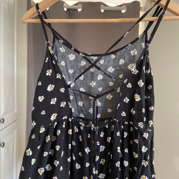 Cross-Back Strappy Black Floral Summer Dress - Picture 2 of 3